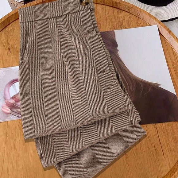 Coffee Brown Casual Women's Slim Fit Long Suit Pants - Picture 3 of 7